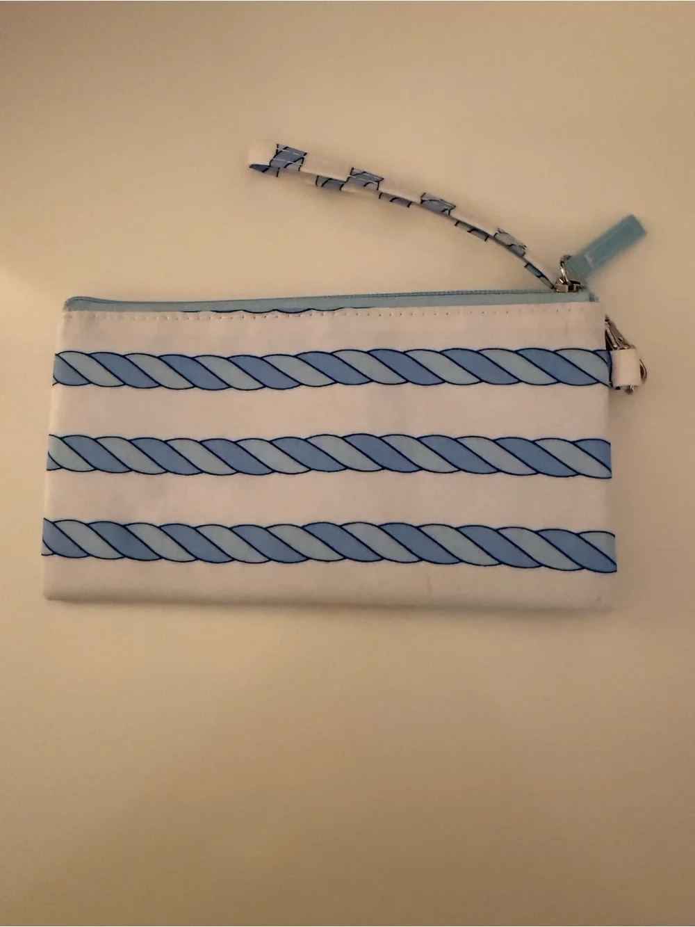 Scout Striped Rope Wristlet in White & Light Blue